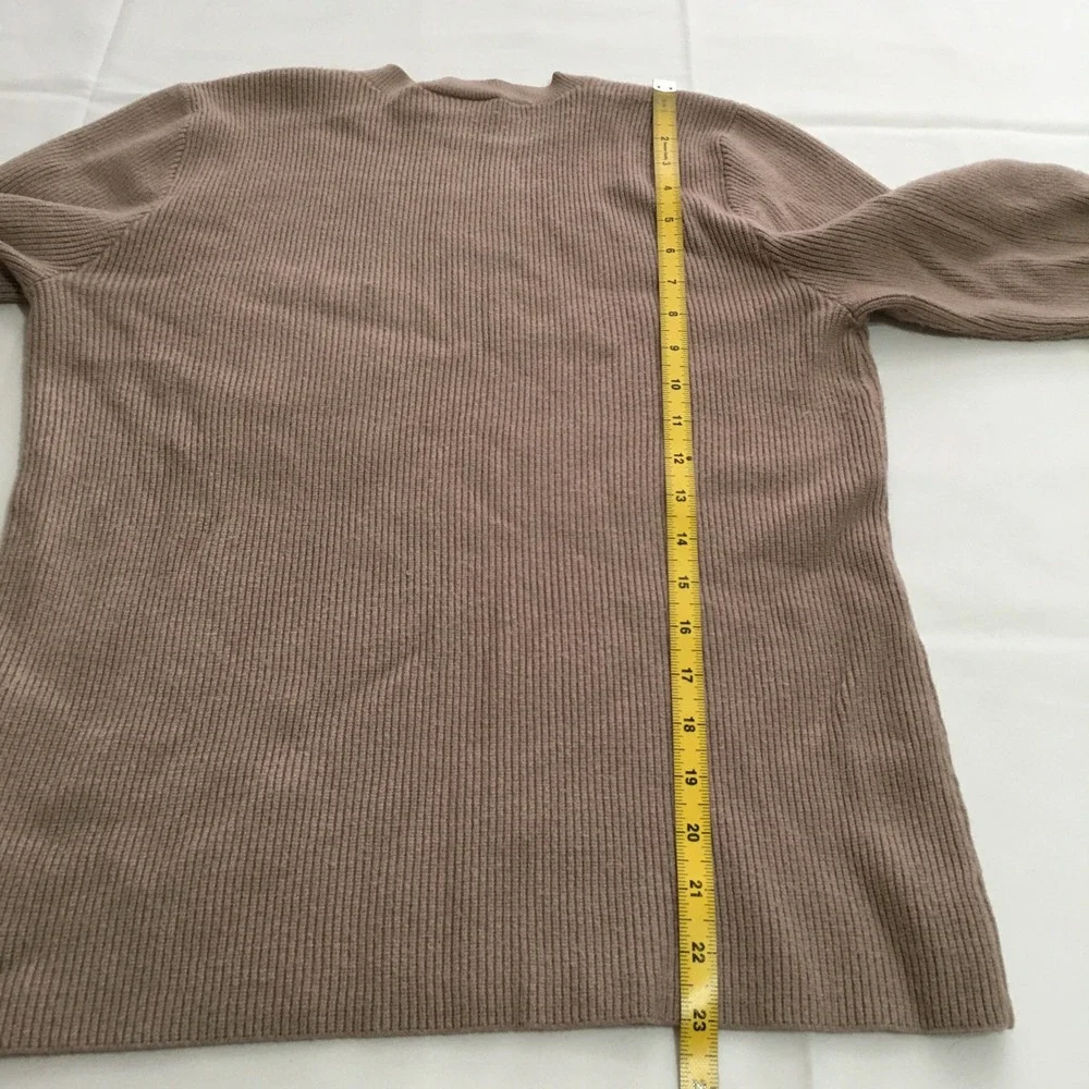 FIGS Off-Shift Ribbed Knit Pocket Sweater Womens Medium Mauve Taupe